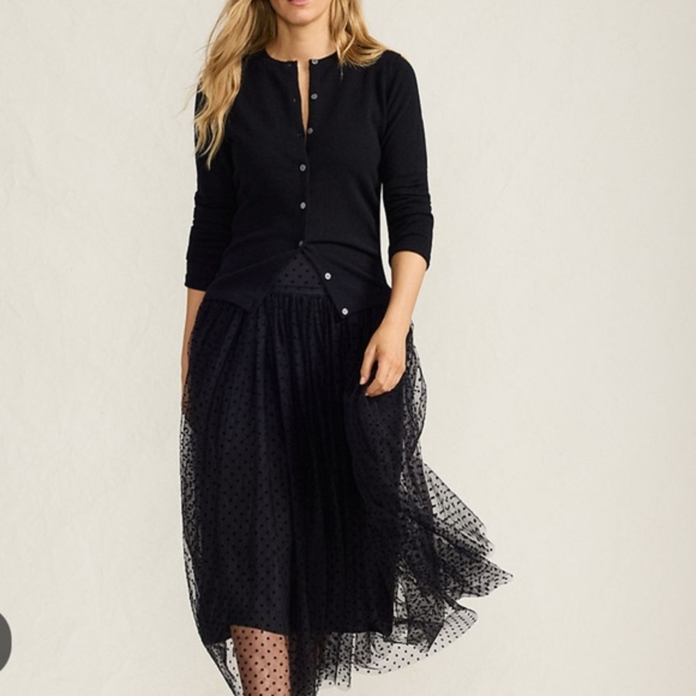 ▶️ Lands End ◀️ Black Tulle with Swiss Dots Skirt. Size 4 & 6